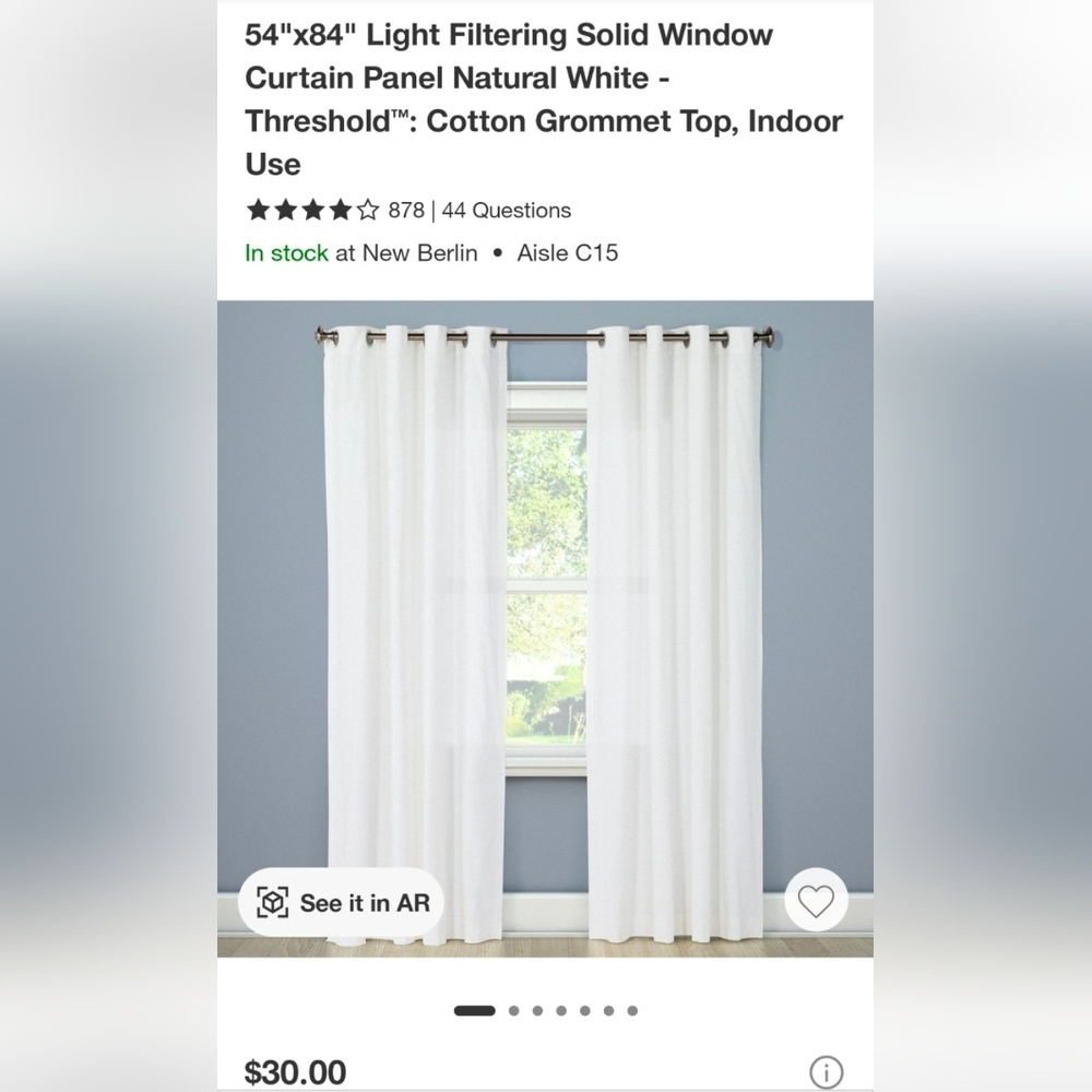 10 Threshold White Grommet-Top Curtain Panels